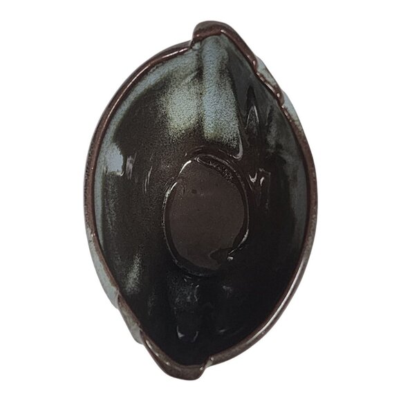 Frankoma Pottery #35 Footed Bowl Prairie Green & Brown Clay Serving Dish - Picture 6 of 8